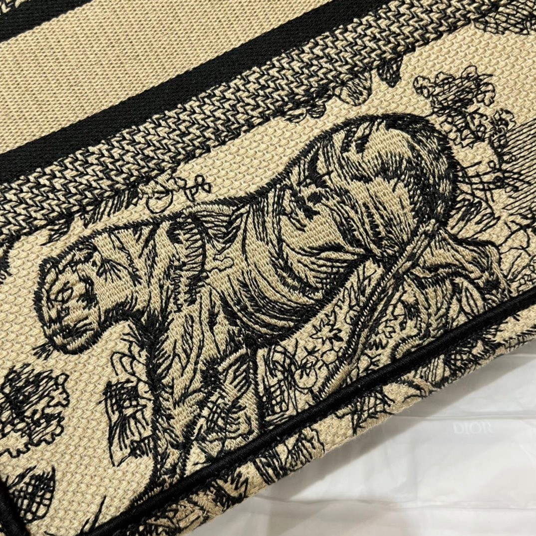 Dior Small Book Tote Bag In Brown Toile de Jouy Embroidery 859