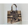 Dior Medium Book Tote Bag In Macro Toile de Jouy Tiger Embroidery  897