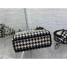 Dior Mini Lady D-Lite Bag In Black and White Houndstooth Embroidery 915