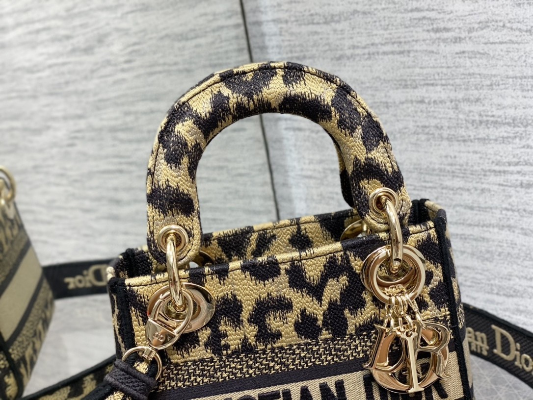 Dior Mini Lady D-Lite Bag In Beige Multicolor Mizza Embroidery 956