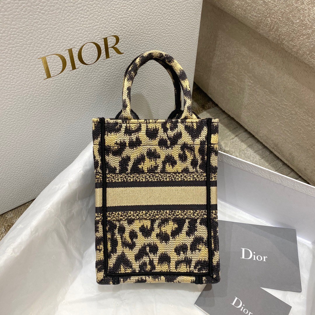 Dior Mini Book Tote Phone Bag In Beige Multicolor Mizza Embroidery 933