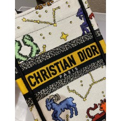 Dior Mini Book Tote Phone Bag In White Pixel Zodiac Embroidery 850