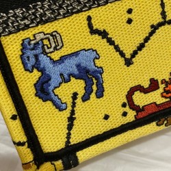 Dior Mini Book Tote Phone Bag In Yellow Pixel Zodiac Embroidery 878