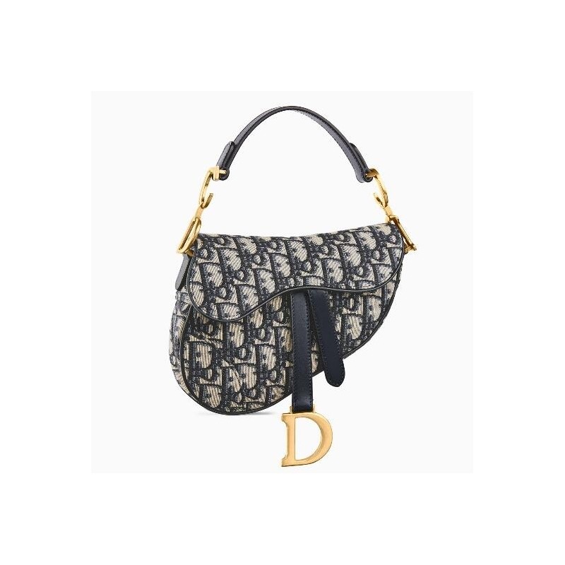 Dior Mini Saddle Bag In Blue Oblique Jacquard Canvas 594