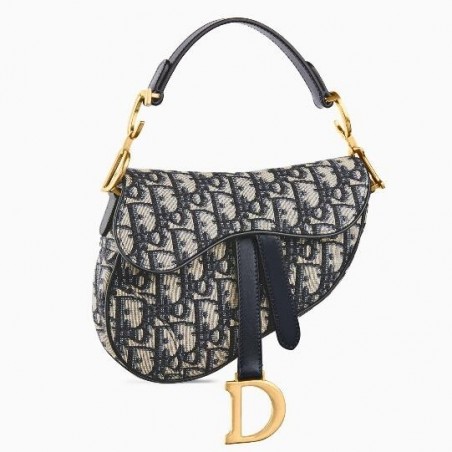 Dior Mini Saddle Bag In Blue Oblique Jacquard Canvas 594