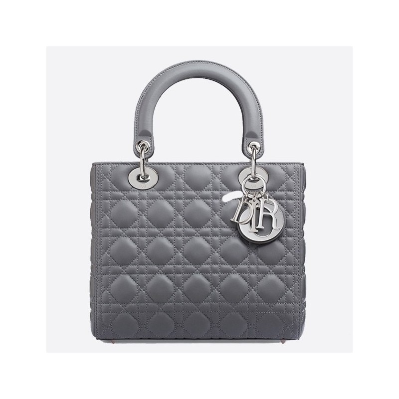 Dior Medium Lady Dior Bag In Grey Lambskin 795