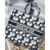 Dior Large Book Tote Bag In Blue and White Dior Etoile Embroidery 025