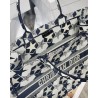 Dior Large Book Tote Bag In Blue and White Dior Etoile Embroidery 025