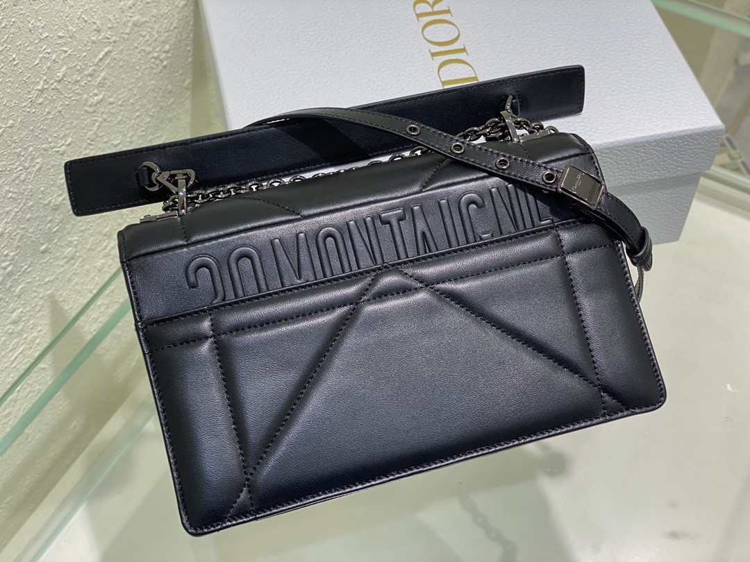 Dior 30 Montaigne Chain Bag With Handle In Black Lambskin 061