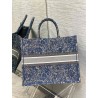 Dior Large Book Tote Bag In Blue Brocart Denim-Effect Embroidery 178