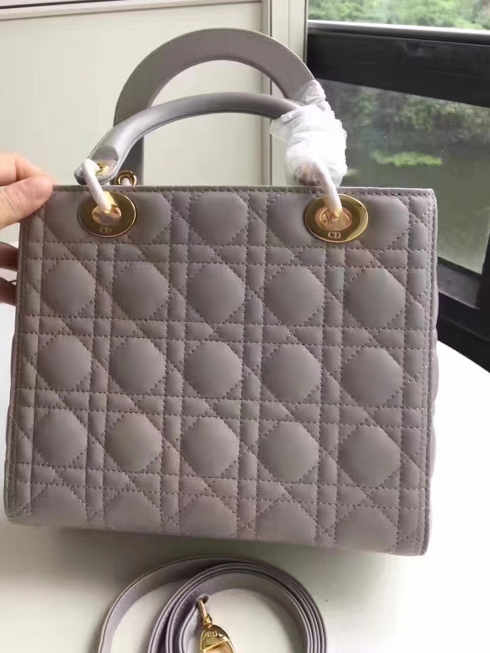 Dior Medium Lady Dior Bag In Grey Lambskin 795