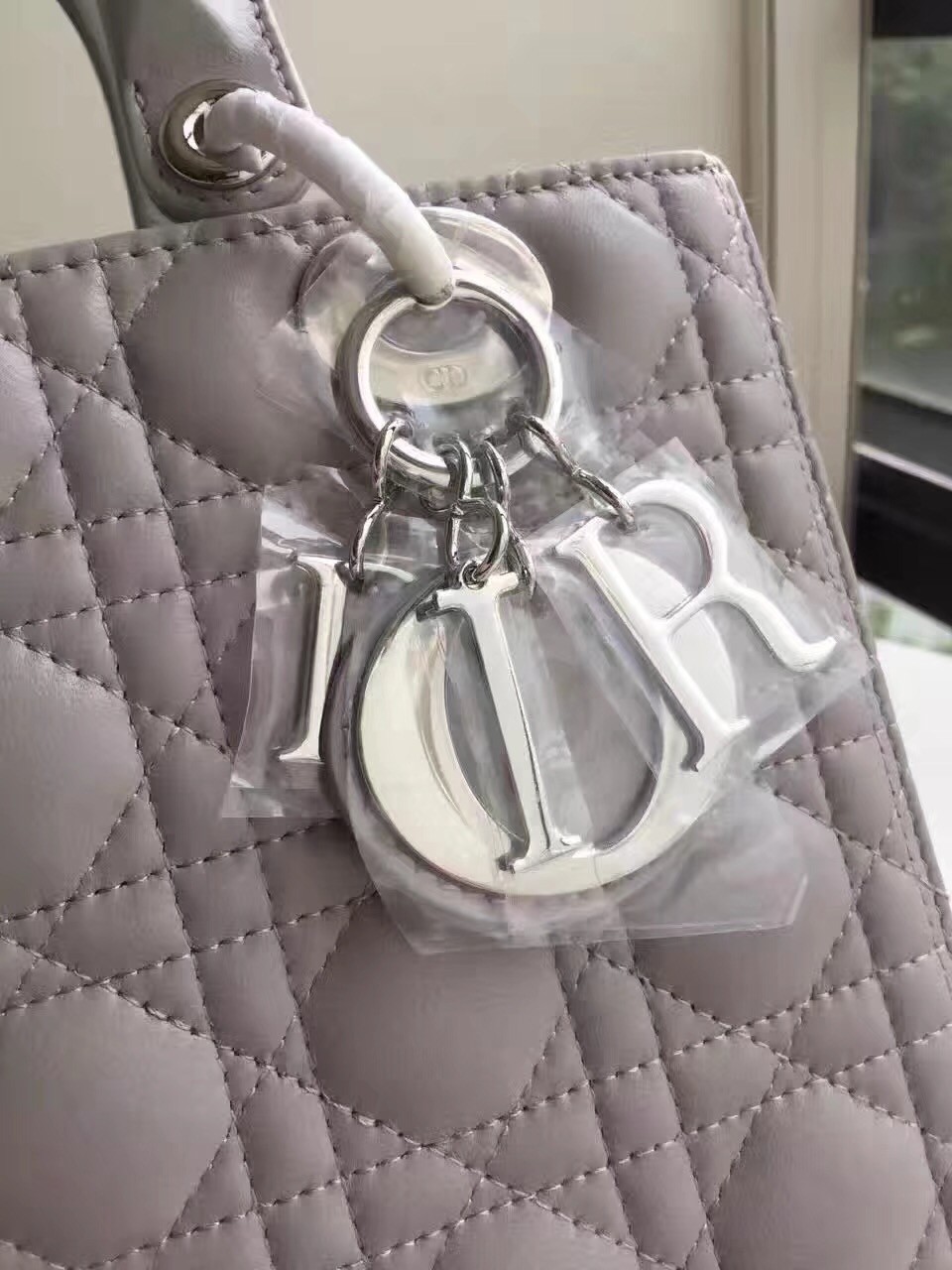 Dior Medium Lady Dior Bag In Grey Lambskin 795