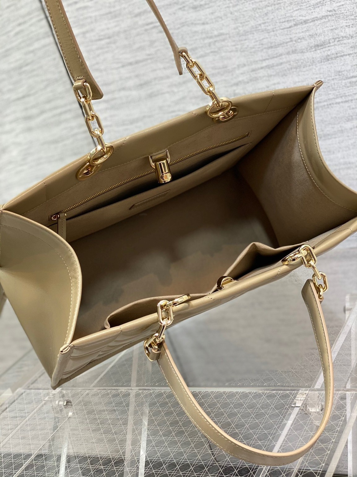 Dior Medium Essential Tote Bag In Hazelnut Archicannage Calfskin 231