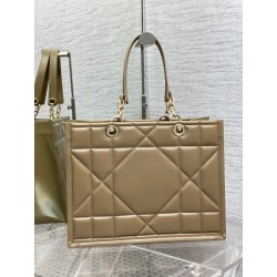 Dior Medium Essential Tote Bag In Hazelnut Archicannage Calfskin 231