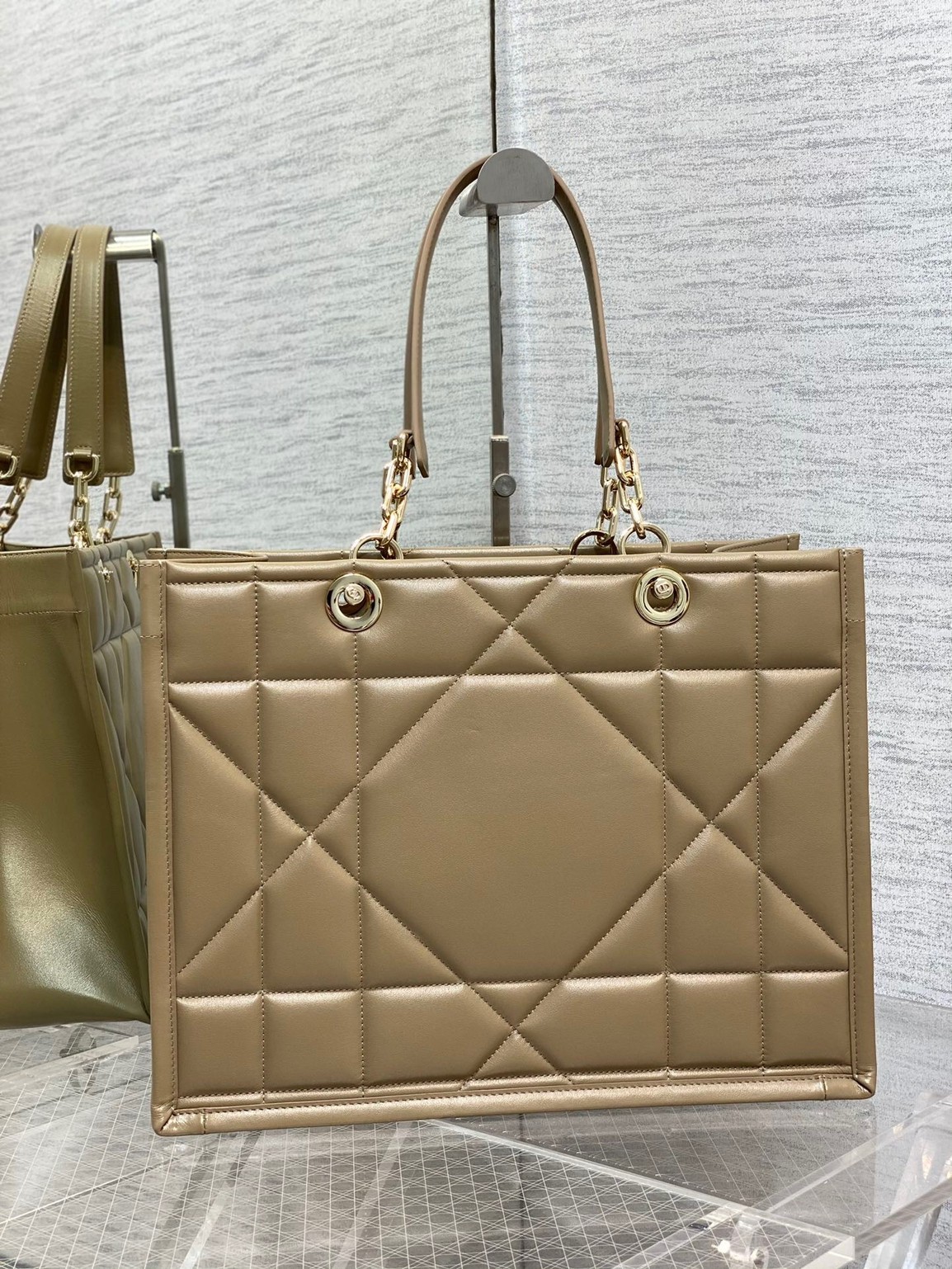 Dior Medium Essential Tote Bag In Hazelnut Archicannage Calfskin 231