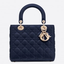 Dior Medium Lady Dior Bag In Indigo Blue Cannage Lambskin 821