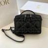 Dior Caro Box Bag with Chain in Black Macrocannage Calfskin 393