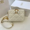 Dior Caro Box Bag with Chain in White Macrocannage Calfskin 431