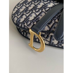 Dior Saddle Mini Bag with Strap in Blue Oblique Jacquard 744