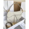 Dior Saddle Bag with Strap in White Grained Calfskin 768