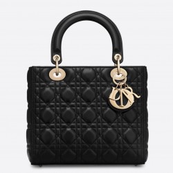 Dior Medium Lady Dior Bag In Black Lambskin 906