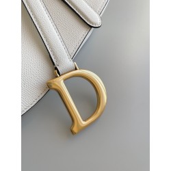 Dior Saddle Bag with Strap in White Grained Calfskin 768