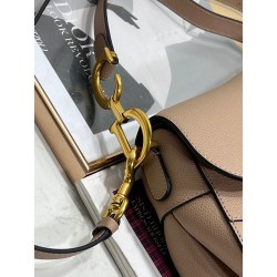 Dior Saddle Bag with Strap in Warm Taupe Grained Calfskin 804