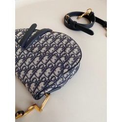 Dior Saddle Bag with Strap in Blue Oblique Jacquard 314