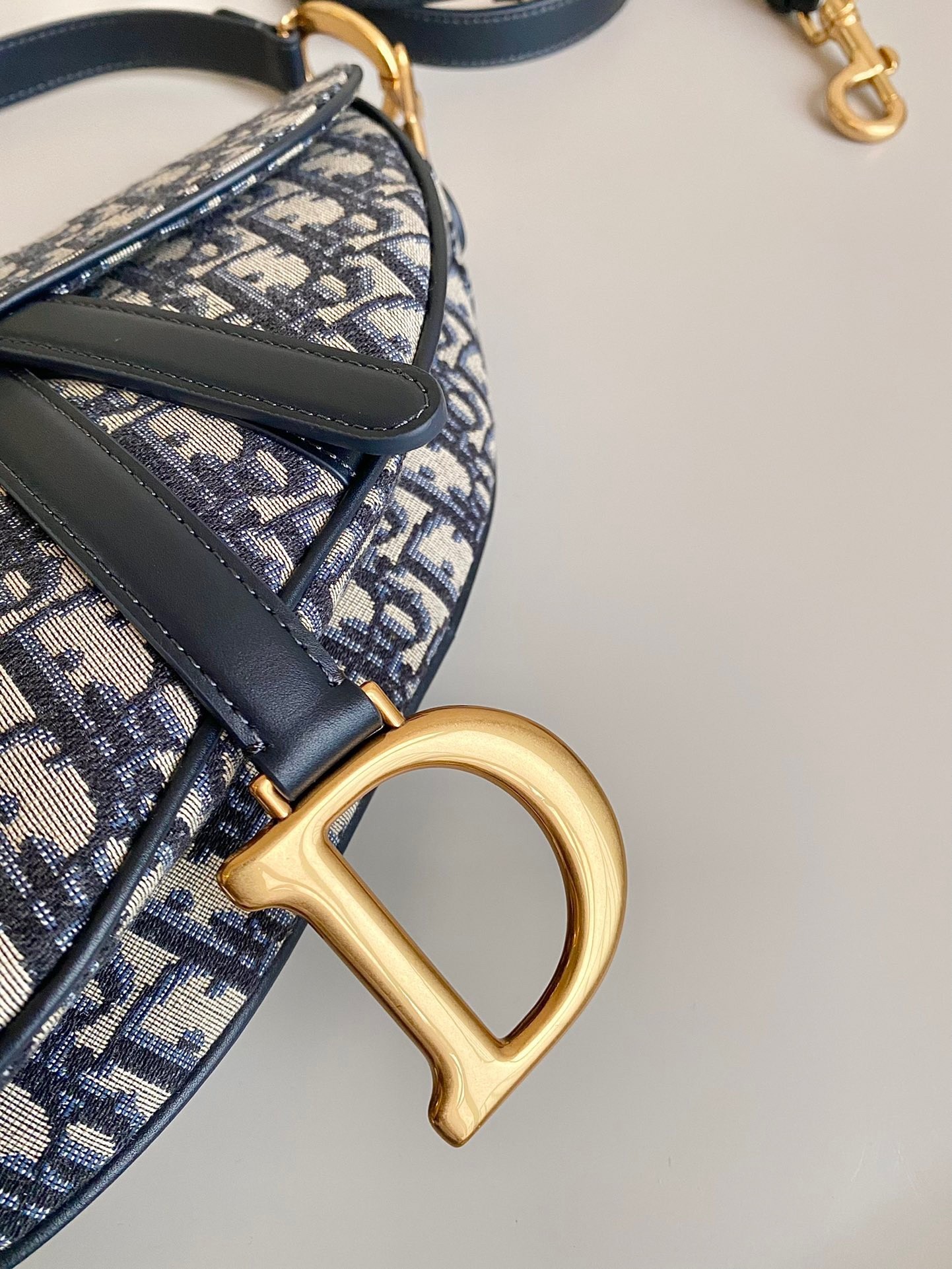 Dior Saddle Bag with Strap in Blue Oblique Jacquard 314