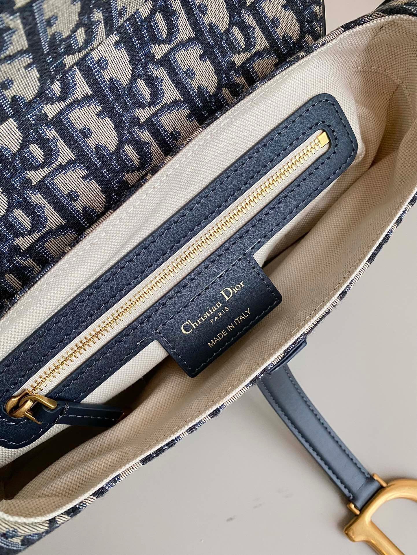 Dior Saddle Bag with Strap in Blue Oblique Jacquard 314