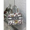 Dior Small Book Tote Bag In White Multicolor Jardin Botanique Embroidery 337