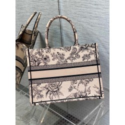 Dior Medium Book Tote Bag In Powder Pink Jardin Botanique Embroidery 362