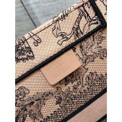 Dior Medium Book Tote Bag In Powder Pink Jardin Botanique Embroidery 362