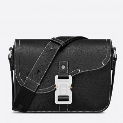 Dior Men's Mini Saddle Messenger Bag In Black Grained Calfskin 475