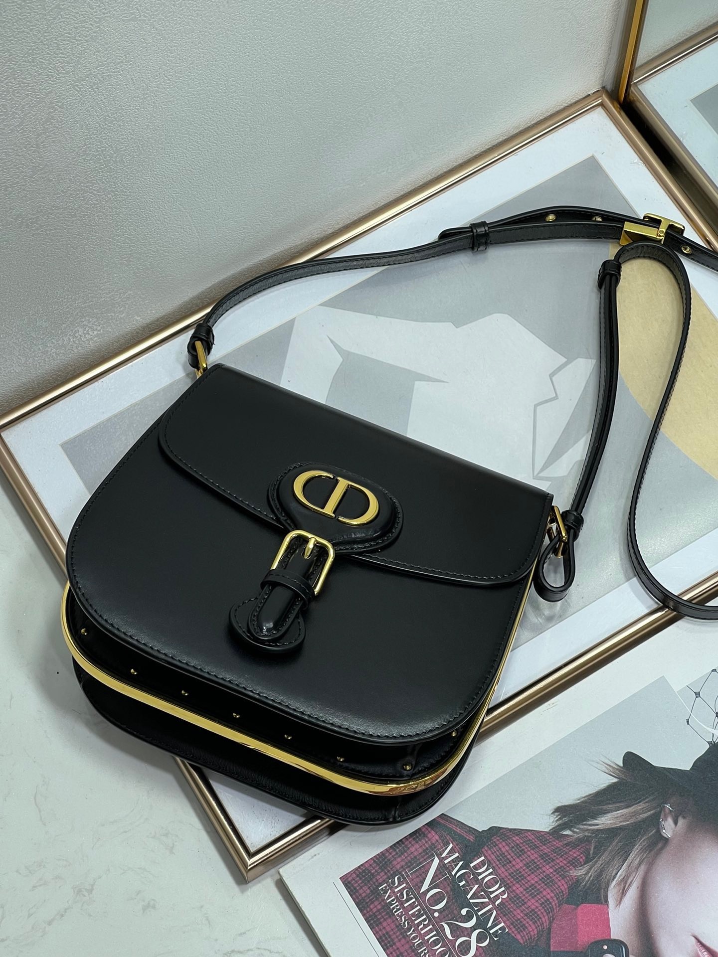 Dior Bobby Frame Bag In Black Box Calfskin 583