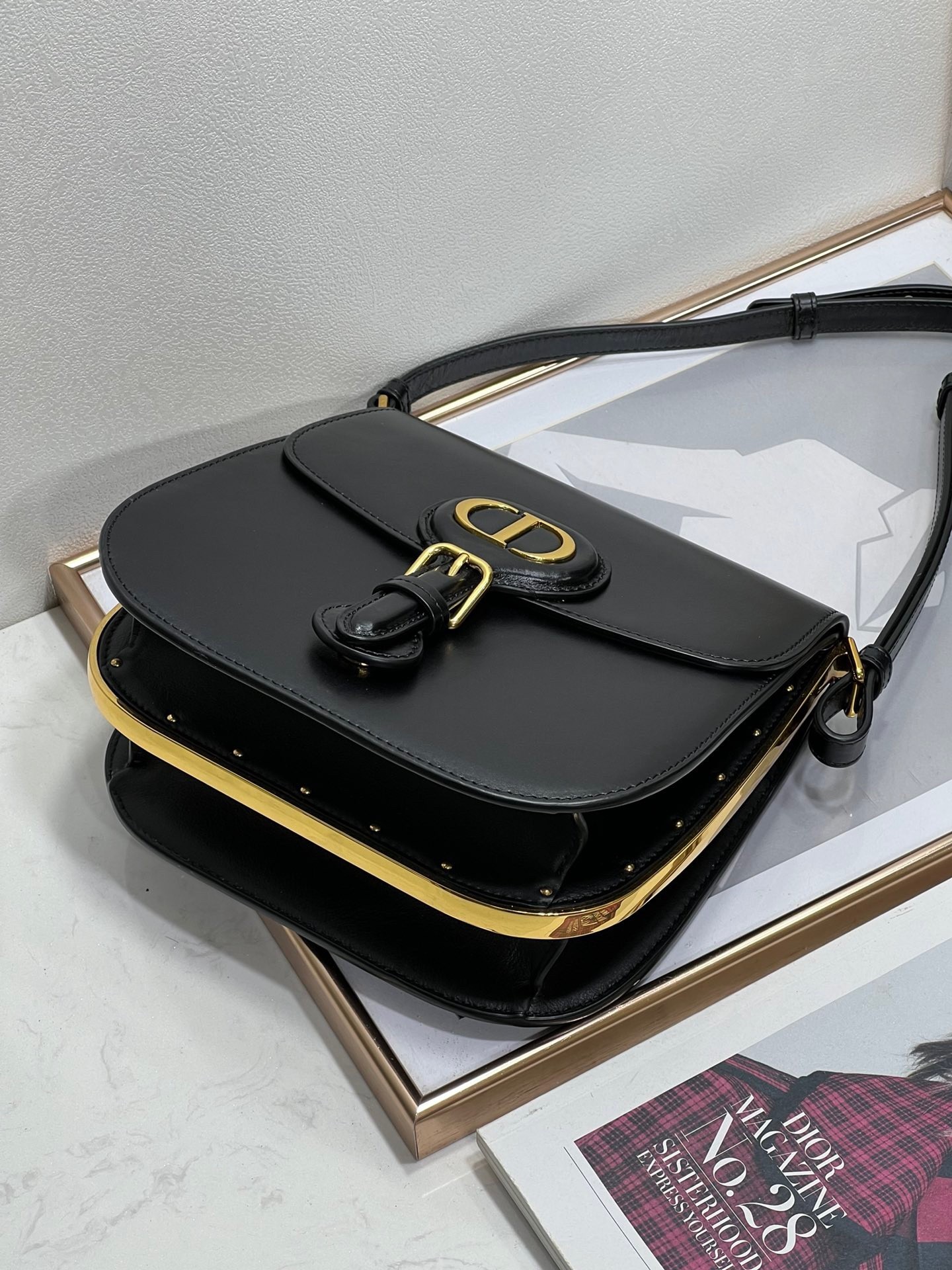 Dior Bobby Frame Bag In Black Box Calfskin 583