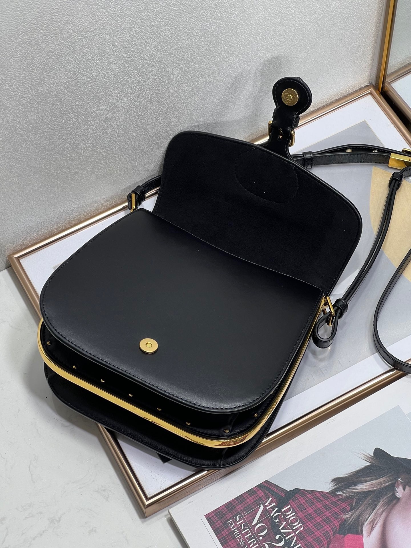 Dior Bobby Frame Bag In Black Box Calfskin 583