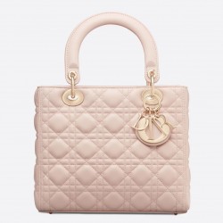 Dior Medium Lady Dior Bag In Pink Lambskin 278