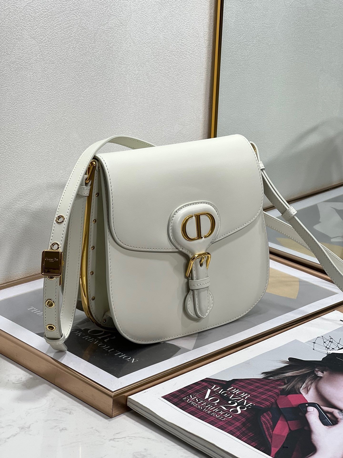 Dior Bobby Frame Bag In White Box Calfskin 616