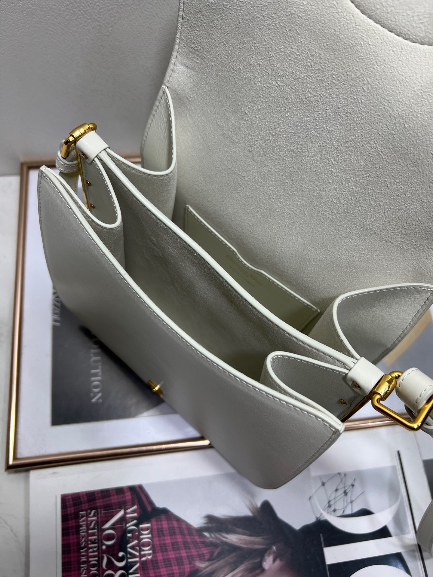 Dior Bobby Frame Bag In White Box Calfskin 616