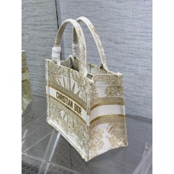 Dior Small Book Tote Bag In Gold Rêve d'Infini Embroidery 629