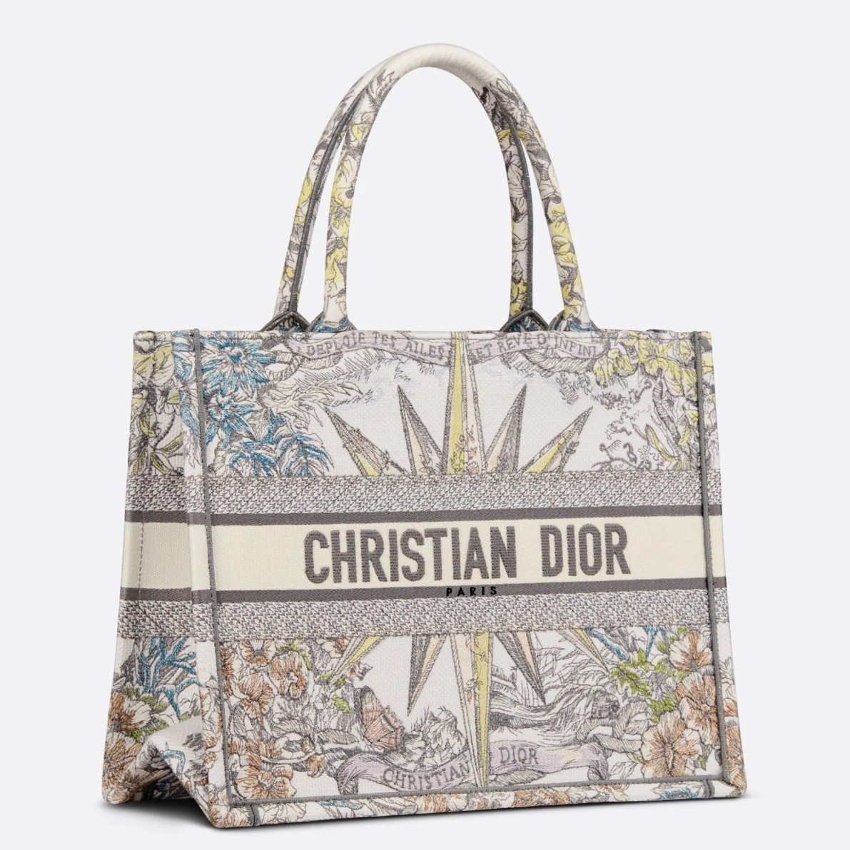 Dior Medium Dior Book Tote In White Multicolor Rêve d'Infini Embroidery 353