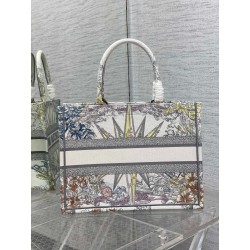 Dior Medium Dior Book Tote In White Multicolor Rêve d'Infini Embroidery 353