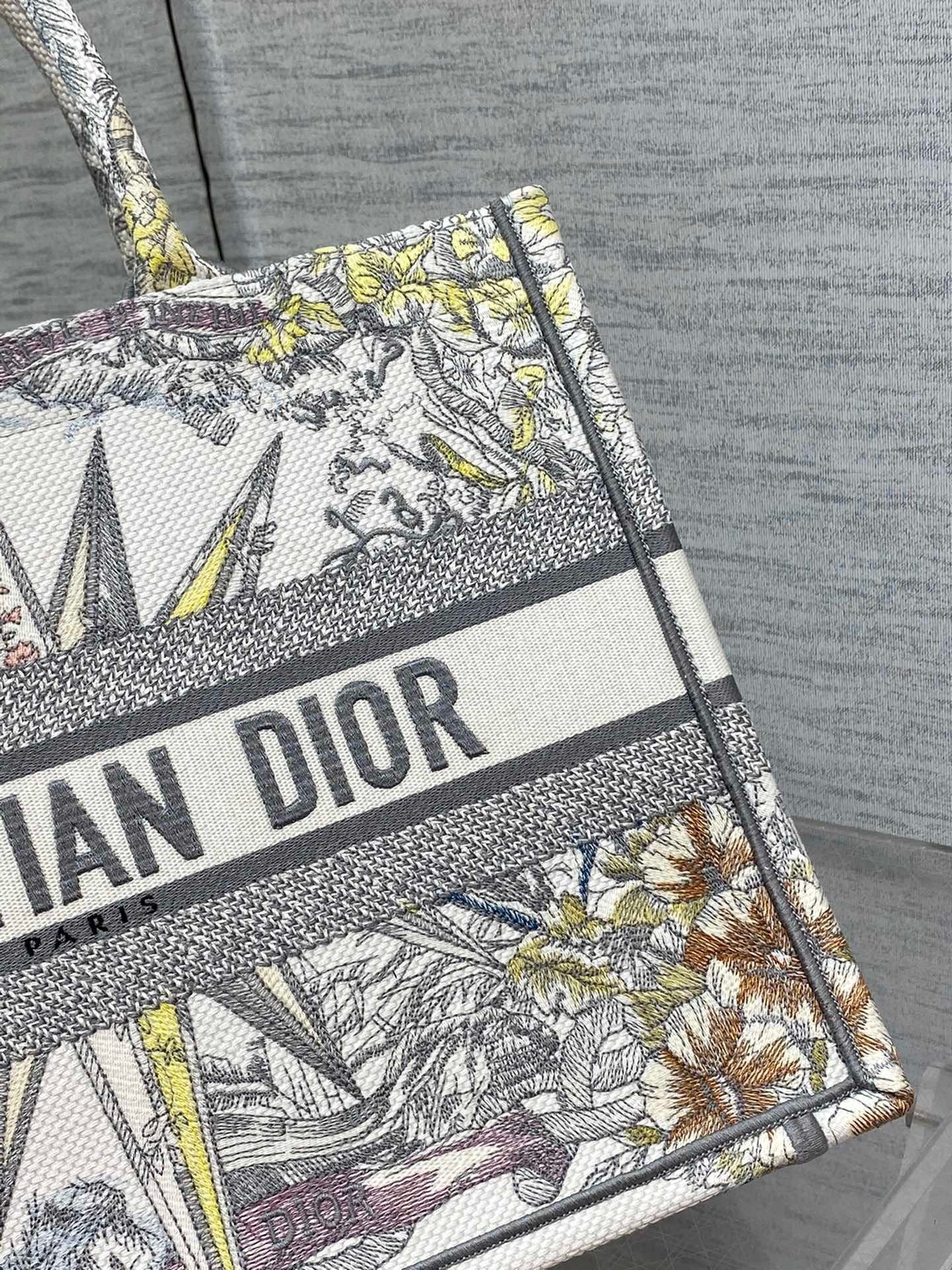 Dior Medium Dior Book Tote In White Multicolor Rêve d'Infini Embroidery 353