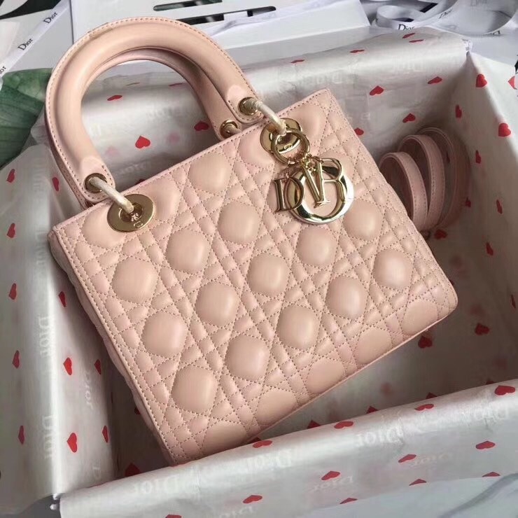 Dior Medium Lady Dior Bag In Pink Lambskin 278