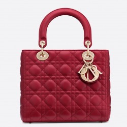 Dior Medium Lady Dior Bag In Red Lambskin 743
