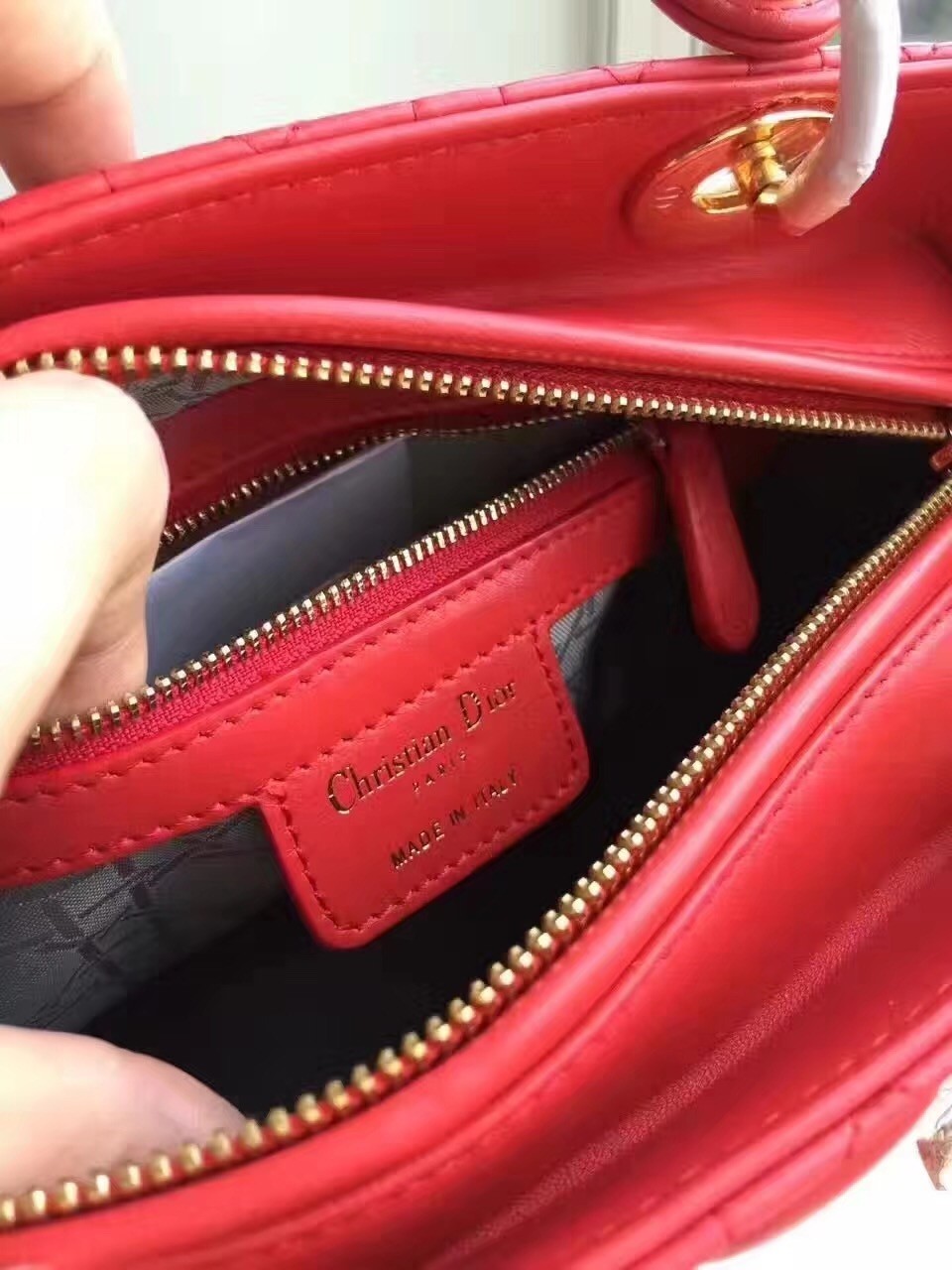 Dior Medium Lady Dior Bag In Red Lambskin 743