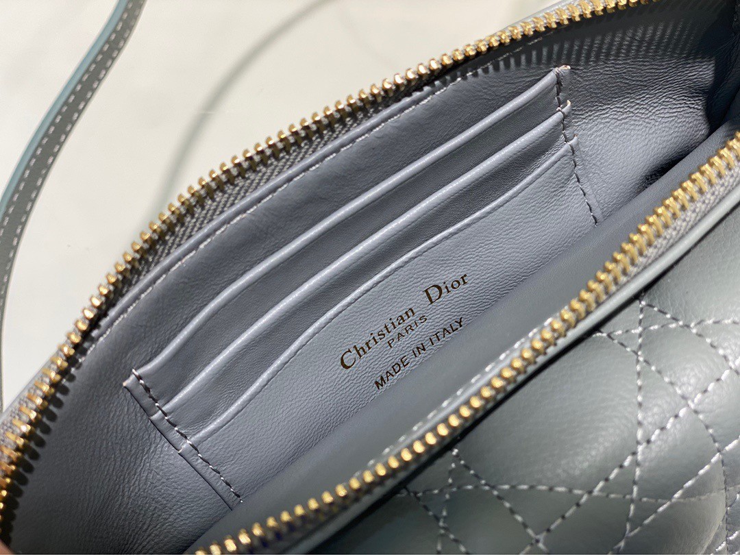 Dior Caro Pouch In Cloud Blue Cannage Calfskin 558