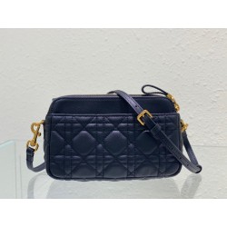 Dior Caro Pouch In Black Cannage Calfskin 491