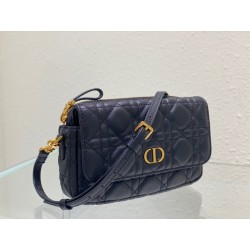 Dior Caro Pouch In Black Cannage Calfskin 491